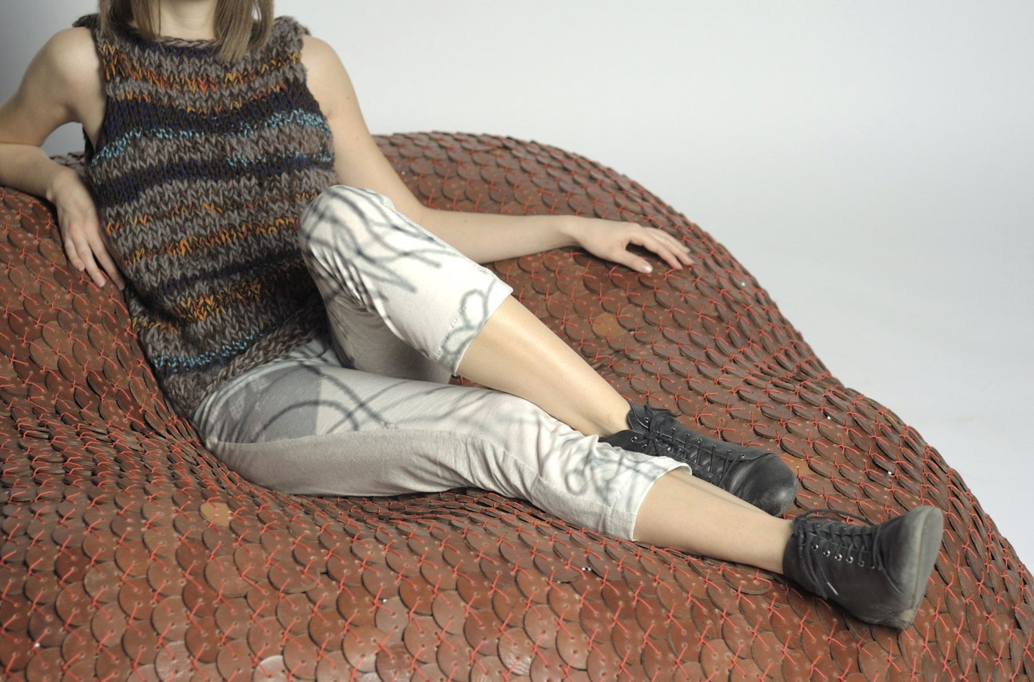 Leren poef Armadillo - gimmii