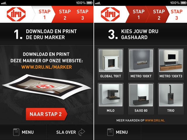 Virtuele haard van DRU in 3D in je huiskamer - gimmii